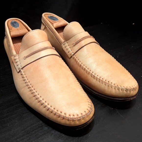 MENS SANTONI BIEGE PENNY LOAFERS CASUAL DRESS SLIP ON LEATHER SHOES 10 D main image 10